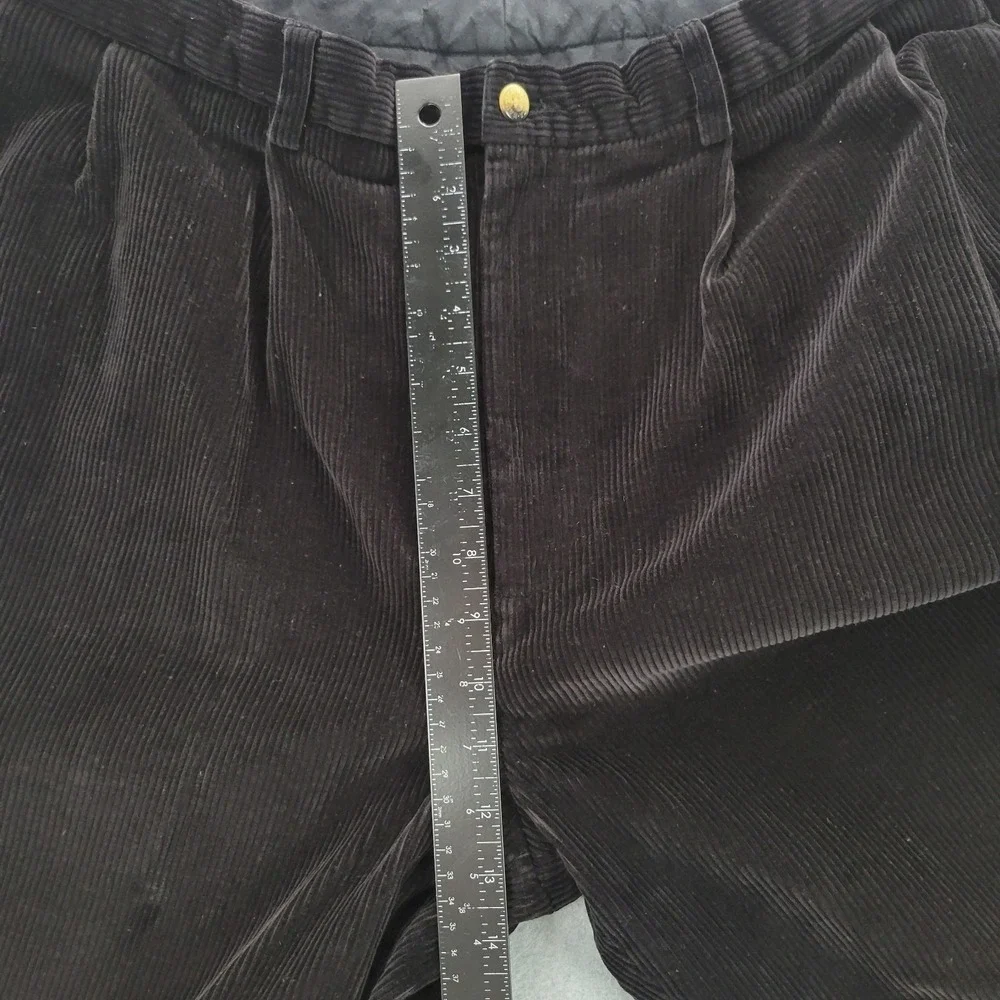 Nautica Mens Corduroy Pants 36x34 (Fits 36x31)‎ Pleated Cuffed 100% Cotton Black